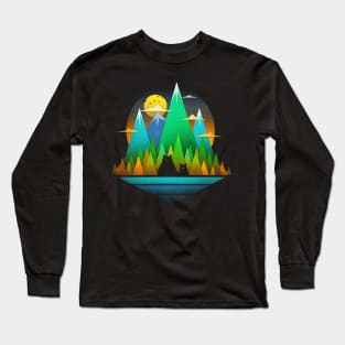 Geometric Landscape Bears Long Sleeve T-Shirt